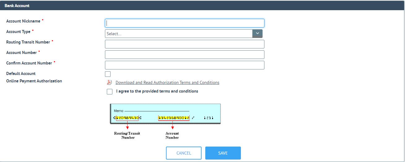 Bank Account Registration