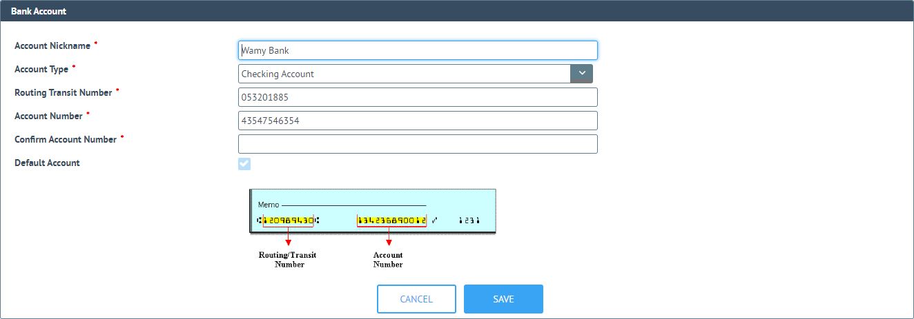 Bank Account Check Information